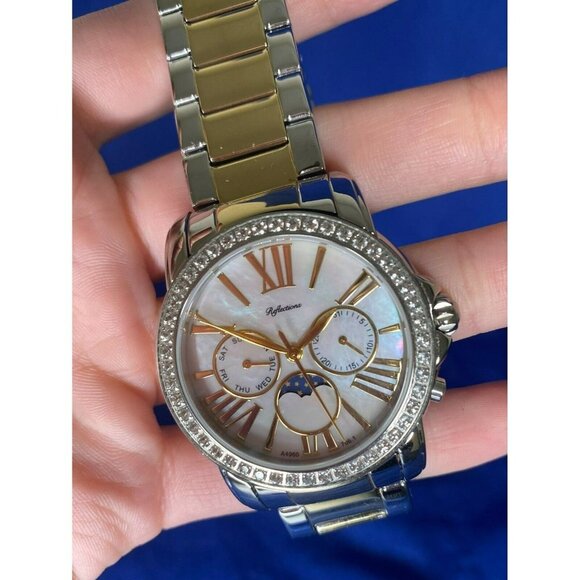 Private Label MOP Dial 39MM Moon-Phase Triple Register Two Tone Watch! 167 - Picture 10 of 16